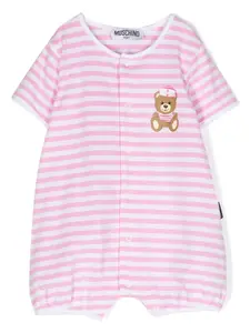 Полосатый ромпер с принтом Teddy Bear Moschino Kids, розовый