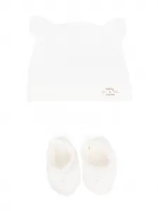 Комплект из шапки и пинеток с нашивкой-логотипом TEDDY & MINOU, белый