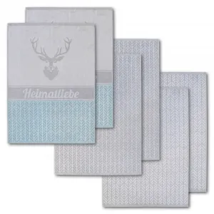 Полотенце кухонное Dyckhoff "Родина, с 3 разными мотивами, любовь к Родине", (набор, 6 штук), изготовлено из 100% хлопка, размеры каждого полотна ок. 50х70 см, с мотивом оленя, зеленый