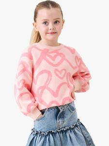 Детский джемпер оверсайз с сердечками из хлопковой смеси Angel & Rocket, Coral