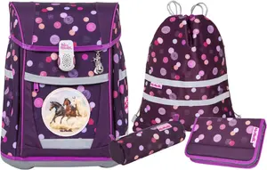 Школьная сумка McNeill "Tenero, Ruby", светоотражающие полосы на лямках, светоотражающие поверхности, в том числе пенал, спортивная сумка, рулончик для карандашей и магнит с мотивом, цвет Ruby