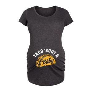 Футболка с графическим принтом для беременных "Тако о ребенке" Unbranded, серый