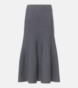 Юбка миди из трикотажной смеси шерсти Odil Khaite, цвет sterling