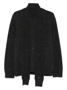 Кардиган с завязками на воротнике MM6 Maison Margiela, серый