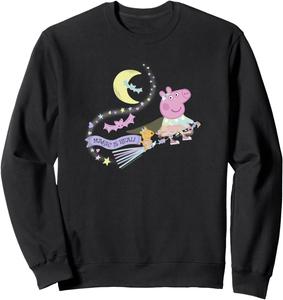 Хэллоуинская магия Свинки Пеппы существует! Толстовка с надписью «Пеппа летит на метле» Peppa Pig, черный
