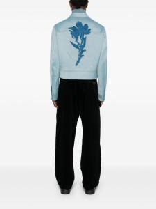 Lanvin куртка-рубашка на молнии с цветочной аппликацией, синий