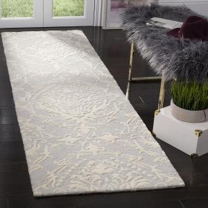 Ковер-дорожка ручной работы из премиальной шерсти SAFAVIEH, 69 x 244 см, Blossom Collection Light Grey/Ivory BLM107A