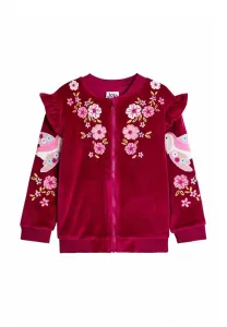 Толстовка на молнии с вышитыми оборками, прямого кроя. Jojo Maman Bébé, Berry Floral Bird