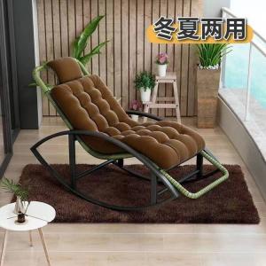 Fantasy Кресло-качалка из ротанга для взрослых с двойной бамбуковой зеленой и коричневой подушкой и коричневым ковриком