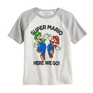Футболка Jumping Beans с короткими рукавами и рисунком Супер Марио для мальчиков 4–12 лет, цвет Oatmeal
