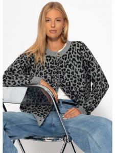 SASSYCLASSY Кардиган с леопардовым принтом серого цвета