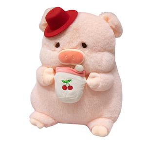 Плюшевая кукла Cute Fruit Milk Tea Pig MLING, Hats & Caps Cherry Pig