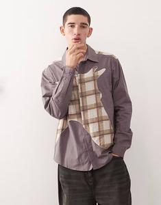 Рубашка с длинными рукавами и аппликацией в виде лошади в коричневую клетку Reclaimed Vintage