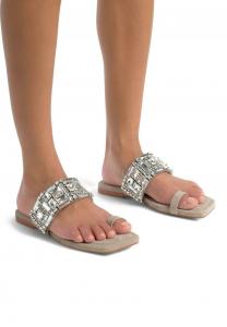 Мюли PUNTERA CUADRADA ABALORIOS Alma en Pena, серо-коричневый