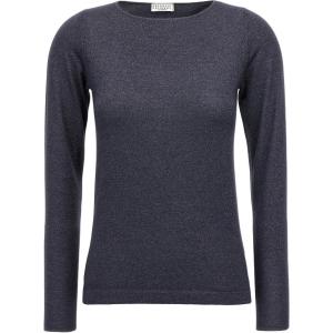 Длинный джемпер с длинным рукавом и лодочкой Brunello Cucinelli, синий