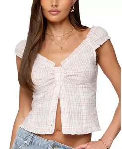 Рубашка в клетку в стиле Долси с пуговицами Edikted, розовый