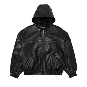 Куртка Supreme Studded Hooded Leather Jacket, Black