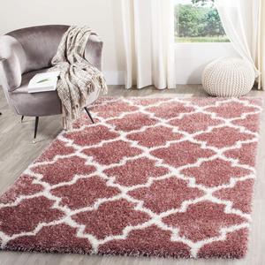 Ковер SAFAVIEH, 201 x 201 см, Montreal Shag Collection, Rose & Ivory, марокканский узор Trellis, без линьки и простой в уходе, идеален для помещений с высокой проходимостью в гостиной, спальне (SGM832R)