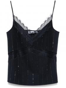 Топ с автопортретом, украшенный стразами Self-Portrait, синий