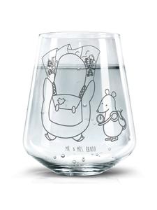 Стакан для питья с изображением пингвина и мыши-странника, без слов, прозрачный Mr. & Mrs. Panda