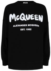 Толстовка Alexander McQueen с граффити-логотипом, черный