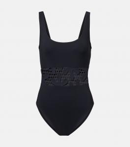 Купальник с цветочным вырезом Karla Colletto, черный