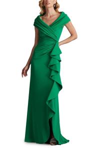 Платье Talise с водопадными воланами Tadashi Shoji, зеленый