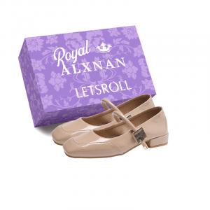 Alxnan Туфли Мэри Джейн на массивном каблуке для женщин - абрикосовый ящик, цвет Apricot Box