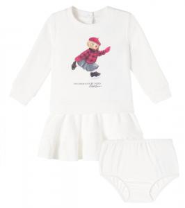 Детский комплект из платья и панталонов из хлопковой смеси Polo Ralph Lauren Kids, Trophy Cream