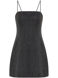 Мини-платье из шерсти, украшенное кристаллами Alexander Wang, черный