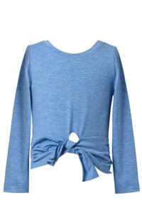 Синий однотонный топ с завязкой спереди с длинными рукавами для девочек Baby Sara, синий