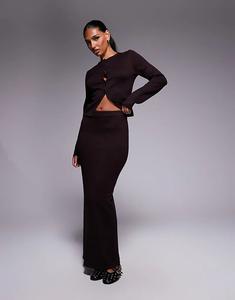 Эксклюзивная трикотажная юбка макси Kaiia цвета шоколада