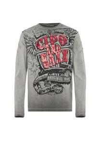 Рубашка с длинными рукавами и крупным принтом CIPO & BAXX, серый