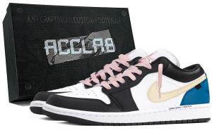 Jordan 1. Низкие винтажные баскетбольные кроссовки с амортизацией, унисекс, черные, синие