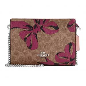 COACH Женская маленькая сумка через плечо из лакированного полотна бежевого и розового цветов