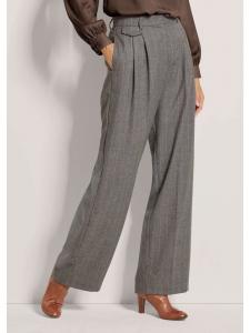MADELEINE Плиссированные брюки серого/коричнево-коричневого/меланжевого цвета