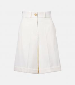 Бермуды из хлопкового габардина с высокой талией Patou, слоновая кость