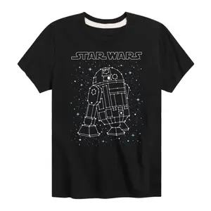 Футболка для мальчиков 8-20 лет с принтом R2-D2 и созвездиями Star Wars, черный