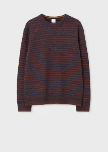 Вязаный свитер с круглым вырезом и меланжевой каймой