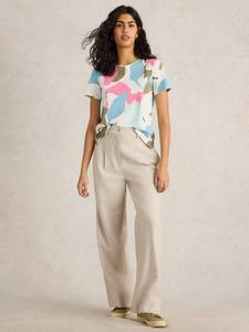 Футболка abbie с абстрактным цветочным рисунком White Stuff, цвет Mid Pink