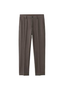 MANGO MAN Брюки 'Stanford' в крапинку коричневого цвета, зауженные, со складками