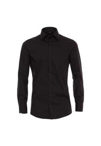 Мужская деловая рубашка с удлиненными рукавами, 69 см, однотонная, облегающая по фигуре Venti, черный
