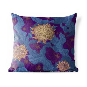 Подушка для улицы MuchoWow — Цветочный мотив в фиолетовом и золотом цвете — 45x45 см — Устойчивость к атмосферным воздействиям — Подушка для отдыха — Чехлы для подушек — Декоративные чехлы для подушек — Декоративные чехлы для подушек, мультиколор