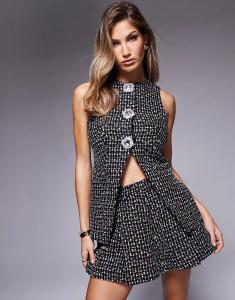 Жилет-букле ASOS LUXE от Coord с декорированными пуговицами, черный