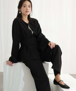 Брючный костюм-тройка с поясом Pourvous, цвет Black