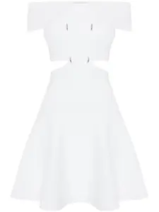 Расклешенное платье миди с открытыми плечами Alexander McQueen, белый