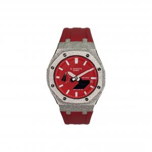 Часы Casio G-Shock Analog-Digital 2100 Series, арт. GA-2100-4A, красный/красный/серебро