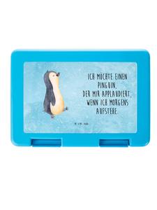 Mr. & Mrs. Panda Бокс для бенто в виде пингвина с сердечком, украшенный надписью, нежно-голубого цвета