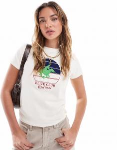 Футболка ASOS DESIGN облегающего кроя кремового цвета с графическим принтом лошади Elite Club