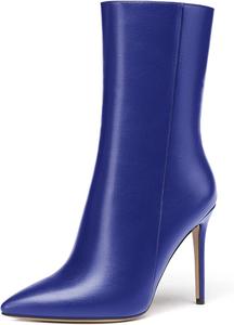 Женские ботильоны WAYDERNS с острым носком, на молнии, узкий силуэт, матовые, на шпильке, 4 дюйма, Royal Blue